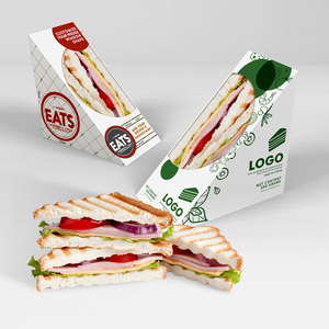 Boîtes à <span class=keywords><strong>sandwich</strong></span> triangulaires en papier biodégradables pour emporter, avec fenêtre, pour emballage de repas - Product Image 2