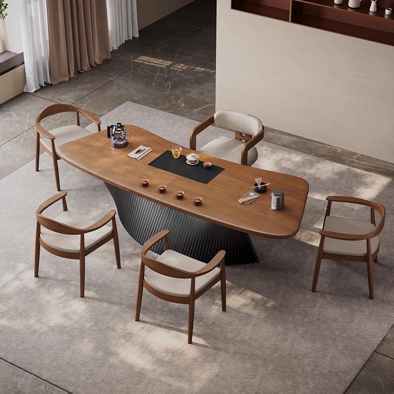 1.6 m big leaf pine tea table mountain chair president chair * 4