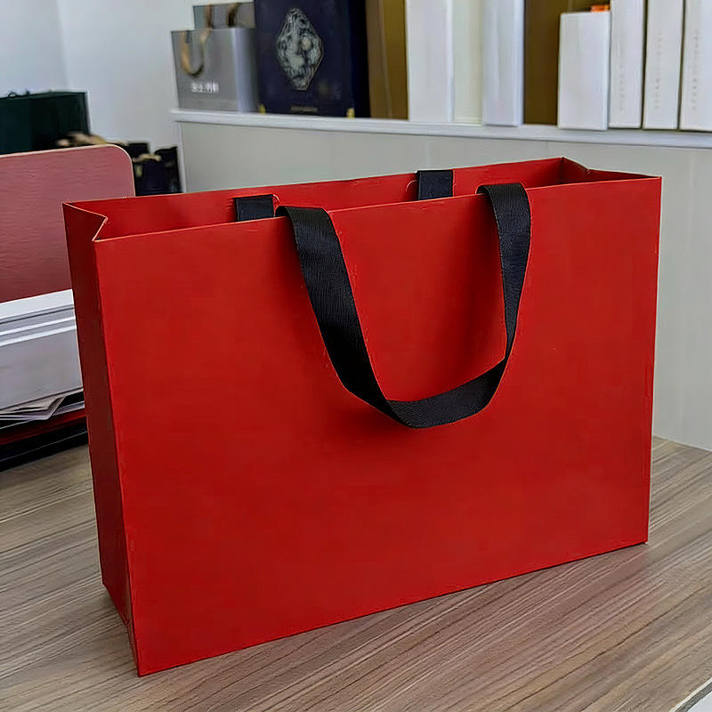 Packging For Tea Luxury Recyclable Kraft Paper Gift Bag with Ribbon Handle Lamination ...