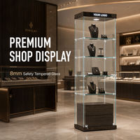 Vitrine LED en verre pour magasin de détail avec éclairage et verrouillage, personnalisable avec logo, pour centres commerciaux et usage commercial