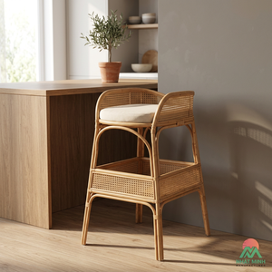Cambiador de dos niveles hecho de ratán natural para bebés. Muebles para bebés. Seguro y resistente. - Product Image 4