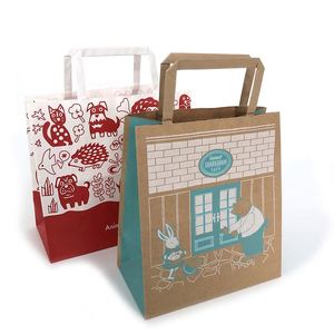 Sac en papier kraft recyclé personnalisé marron avec poignée pour vêtements, chaussures, épicerie et promotion - Product Image 1