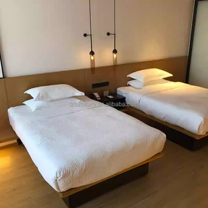 Cost-effective Hotel Bedroom Furniture Twin Room Sets <b>Solid</b> <b>Wooden</b> Bed Frame With Nightstands Side Table <b>Desk</b> TV Unit & Wardrobe - Product Image 1