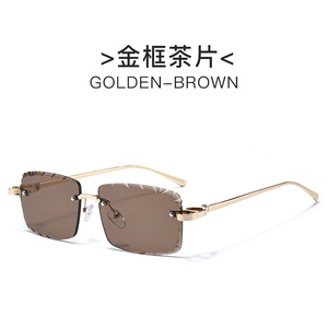 Gafas de Sol Rectangulares Sin Montura, Lentes Grises Degradados, Protección UV400, Estilo Casual para Hombre, Moda 2026 - Product Image 2