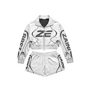 Premium 230 GSM Polyester T Shirt and Shorts <b>Set</b> Custom Printed Gray <b>White</b> Panel Sportswear - Product Image 1