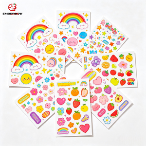 EBB UV Cup Wrap Rainbow Fruit Cartoon Pattern PET Cold Transfer Decal Waterproof Glass Wrap Sticker Custom Cup Decoration - Product Image 1