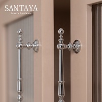 Poignée de meuble Santaya en laiton massif chromé argent brillant, pour armoires de cuisine, tiroirs et placards, poignées de luxe pour meubles