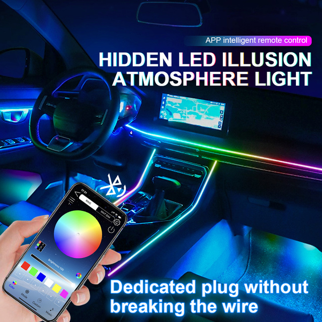 256 RGB Colors 18-in-1 Universal LED Interior Decorative Atmosphere Lamp Acrylic Ambient Light for Cars Hidden Magic Color New