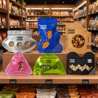 Op maat gemaakte, gestanste ziplock zakjes, voedselveilige staande snackzakjes met transparant venster voor noten, snoep en gedroogd fruit verpakkingen