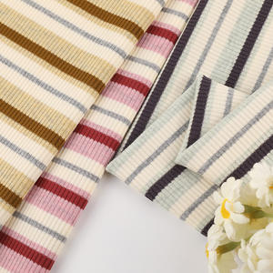 Tissu en tricot côtelé rayé 1x1 personnalisé en rayonne et élasthanne teintes en fil pour pulls, chemises et robes - Product Image 5