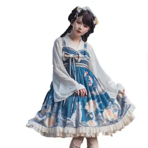 High Quality Gallus Gothic Lolita Bloyse High Waist Jsk Blue Dress Lolita