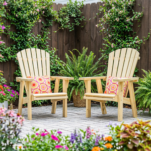 เก้าอี้ไม้ Adirondack สำหรับสวน ลานบ้าน พักผ่อนกลางแจ้ง พร้อมที่วางแขน สำหรับระเบียง สนามหญ้า โรงแรม และลานภายใน - Product Image 2