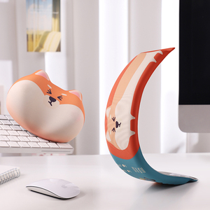 Dễ thương hình chữ nhật hình dạng silica gel đầy tay gối chuột Pad với cổ tay phần còn lại 2cm độ dày gel + PU + vải bàn Mat cổ - Product Image 3