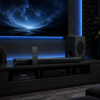 ETISTAR Premium pour système de barre de son home cinéma sans fil 2.1 canaux à 5 haut-parleurs en bois avec caisson de basses et son surround profond