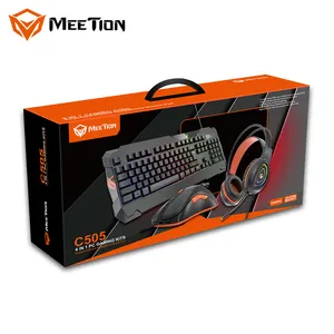 MeeTion C505 2021 सबसे सस्ते Gamer के बंडल प्रकाश रंगीन वायर्ड एलईडी आरजीबी सेट Headphones गेमिंग कीबोर्ड और माउस हेडसेट कॉम्बो
