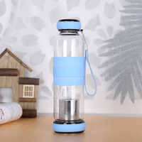 2025 nouveauté en forme de citrouille conception personnalisée verres infuseur à thé manchon en silicone bouteille d'eau en verre borosilicaté
