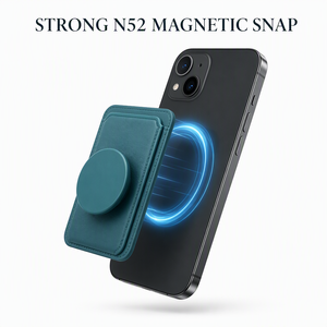 Custom Logo PU Leather Magnetic Wallet Card <strong>Holder</strong> with Grip Stand for iPhone 15 16 17 Slim 2-3 Cards OEM Factory - Product Image 4