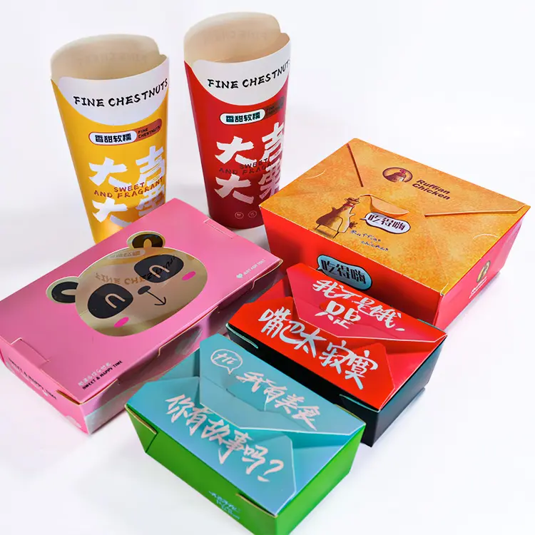 Gebratenes Huhn getrocknete Nudel-Snack-Chips-Pakete zum Mitnehmen Fast-Food-Taco-Verpackungs papier box