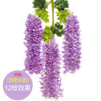 Grosir bunga buatan Wisteria lengkungan pernikahan menggantung dekoratif raksasa sutra Flores langit-langit bunga Wisteria buatan