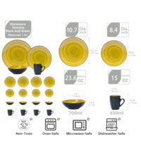 Peint à la main Sonoma vert 16pc plat en céramique de plaque bols de cuisine de luxe haut de gamme avec tasse à café ensembles de vaisselle de qualité supérieure pour 4