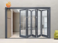 Porte accordéon en aluminium à rupture de pont thermique haute performance, porte patio pliante à économie d'énergie pour jardin