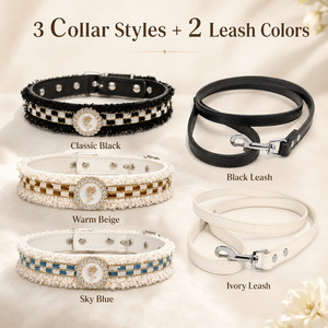 Collier pour <span class=keywords><strong>chien</strong></span> réglable en PU, style princesse rétro, pour chiens de petite, moyenne et grande taille, avec laisse universelle - Product Image 6