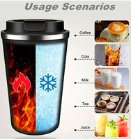 Gobelet à double paroi isolé en acier inoxydable de 510ml avec couvercle anti-fuite Tasse à café intelligente pour boissons chaudes et eau froide