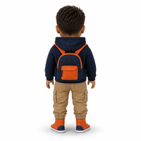 Fabricant OEM de poupées personnalisées, ensemble de vêtements pour poupée garçon, sweat-shirt, pantalon cargo, baskets en toile, sac à dos, casquette pour poupées de 18 pouces