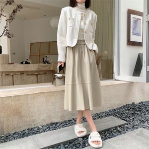 Nouvelle mode, jupes longues en cuir véritable noir taille haute pour femmes, grandes tailles - Product Image 2