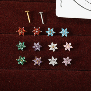 Pendiente de <span class=keywords><strong>titanio</strong></span> ASTM F136 16G 18G de 6/8/10mm con parte trasera plana para <span class=keywords><strong>piercing</strong></span> de cartílago, tragus, hélix, concha, Monroe, labio, labret - Product Image 4