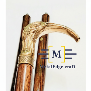 Bâton de canne à main en laiton poli 3 fois, poignée de tête d'aigle de qualité supérieure, incrustation solide en métal pour hommes et femmes, vente en gros à faible coût - Product Image 1