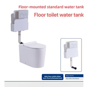 Cuvette de toilettes suspendue avec réservoir encastré transfrontalier en HDPE et céramique, et chasse d'eau manuelle - Product Image 4