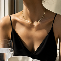 Collier chaîne serpent plat minimaliste flexible en argent sterling 925 plaqué or 18 carats PVD double couche, fabrication italienne, cadeau de mariage