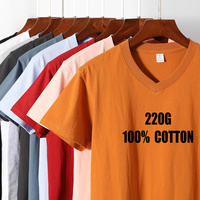 T-shirt unisexe à col en V personnalisé avec graphique, 220 g/m², haute qualité, prix d'usine, t-shirt décontracté uni, impression sur t-shirt 100 % coton