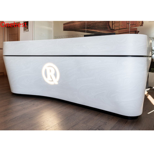 Comptoirs de caisse modernes en pierre artificielle avec LED et coins arrondis pour magasins de détail, avec logo - Product Image 4