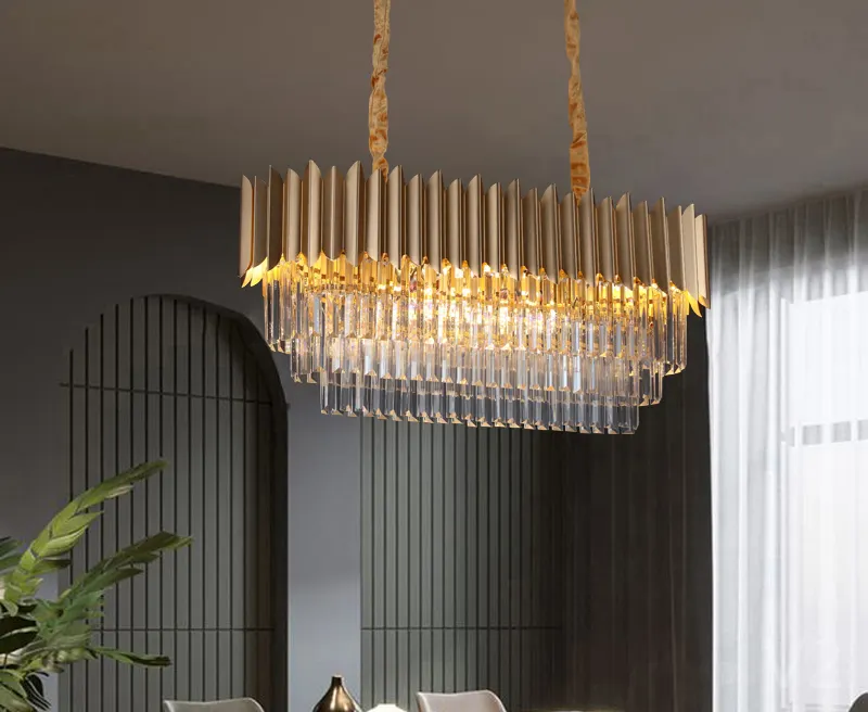 Lámpara de araña de cristal para hotel, luz dorada moderna para techo alto, de lujo