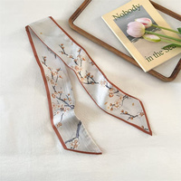 Ruban à motif floral de fleurs de prunier, esthétique chinoise rétro, au style frais et élégant, pour foulard de cou femme, décoration de sac, accessoire pour cheveux, ruban pour sac banane