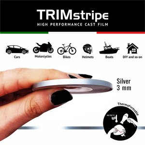 Strisce adesive rifiniture in argento per riparazione carrozzeria 3mm X 10m nastro - Product Image 1