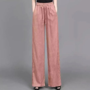 Wide Leg Pants Military Green Cotton Linen <b>Blend</b> Loose Fit Breathable Casual Women's Trousers With Pockets Spring Summer Wear - Product Image 4