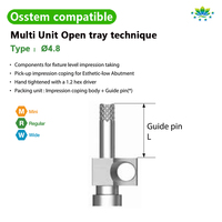 Coupelle de transfert ouverte en acier inoxydable de précision compatible avec le poteau multi-unités Osstem, coupelle d'empreinte pour implant dentaire