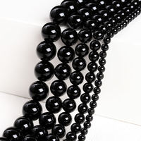 Perles en Agate Noire Naturelle de Haute Qualité 8mm, Perles Rondes Polies, Fils de Pierres Précieuses pour la Fabrication de Bijoux, Expédition depuis l'Entrepôt Local
