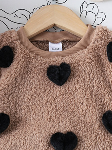เสื้อผ้าเด็กใหม่ขายส่งสีดำ 3D ลายหัวใจสีน้ำตาลเสื้อแขนยาวและกระโปรงเสื้อผ้าฤดูหนาวสำหรับเด็กผู้หญิง 0-3Y - Product Image 5