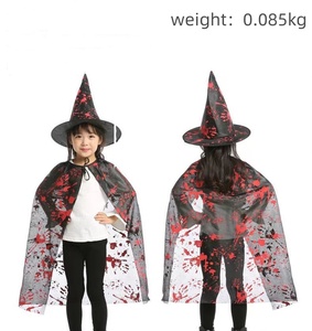 Ensemble de costumes d'horreur d'Halloween pour enfants Cape de sceau de sang avec chapeau de lanterne de sorcière seau citrouille pour la fête - Product Image 2