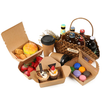 Boîtes télescopiques jetables à 3 compartiments en papier kraft pour nouilles, compostables et biodégradables, avec revêtement PLA/PE, logo personnalisé