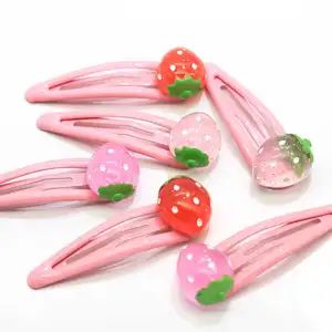 100 Pçs/lote Cute Baby Pink Strawberry Hair Clips Moda Snap Metal presilhas para crianças Meninas Acessórios para o cabelo Beleza Ornamento