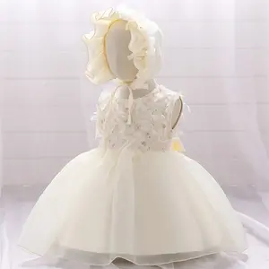 Baby Girl Children's Christening Dress With Hat Sequins Pretty Party Kids Dresses Wholesale Kid Wear