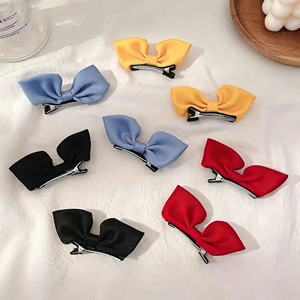 Korean style <b>bow</b> hair <b>clip</b> for children, 3D fabric pleated cute red small princess style side <b>clip</b> hair accessory - Product Image 3