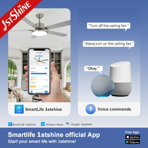 1stshine Ventilador de techo 5 aspas MDF Control remoto Ventilador de techo inteligente de 58 pulgadas con luz LED de 3 colores - Product Image 6