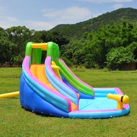 Toboggan gonflable amusant avec piscine à balles aquatiques, en PVC et tissu Oxford, certifié CPC, taille personnalisable, idéal pour parcs aquatiques.