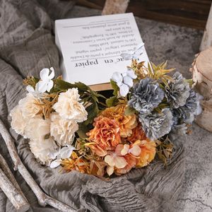 CallaFloral Bouquet d'œillets d'automne Fleurs artificielles Décorations de mariage Tissu tissé multicolore - Product Image 1